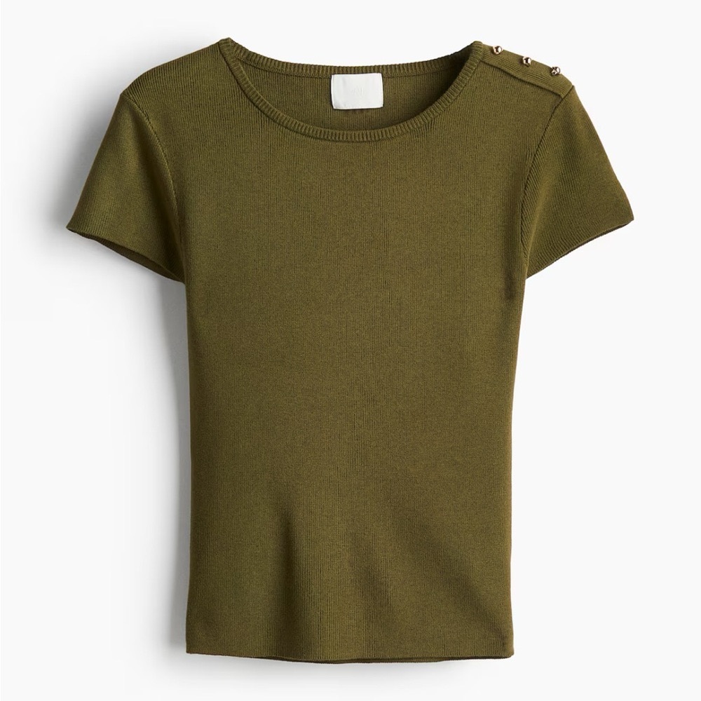 H&M Olive Green top with Gold Button Accents - NWT size medium